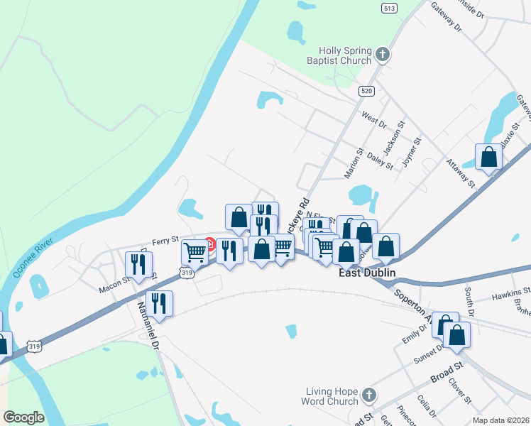 map of restaurants, bars, coffee shops, grocery stores, and more near 149 Circle Drive in East Dublin