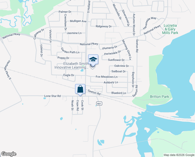 map of restaurants, bars, coffee shops, grocery stores, and more near 4500 Fox Meadows Lane in Mansfield