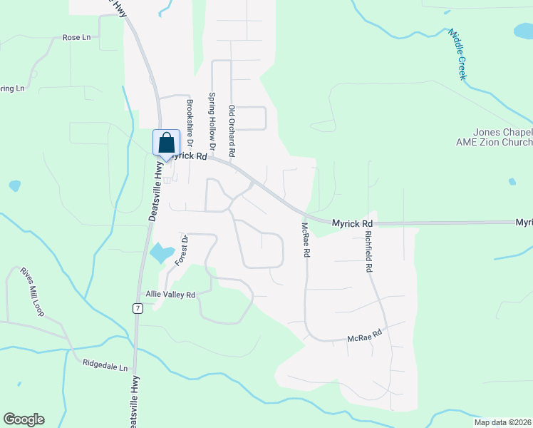 map of restaurants, bars, coffee shops, grocery stores, and more near 199 Travis Ridge in Deatsville