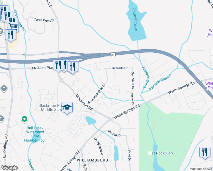 map of restaurants, bars, coffee shops, grocery stores, and more near 8078 Sonoma Pointe Drive in Columbus