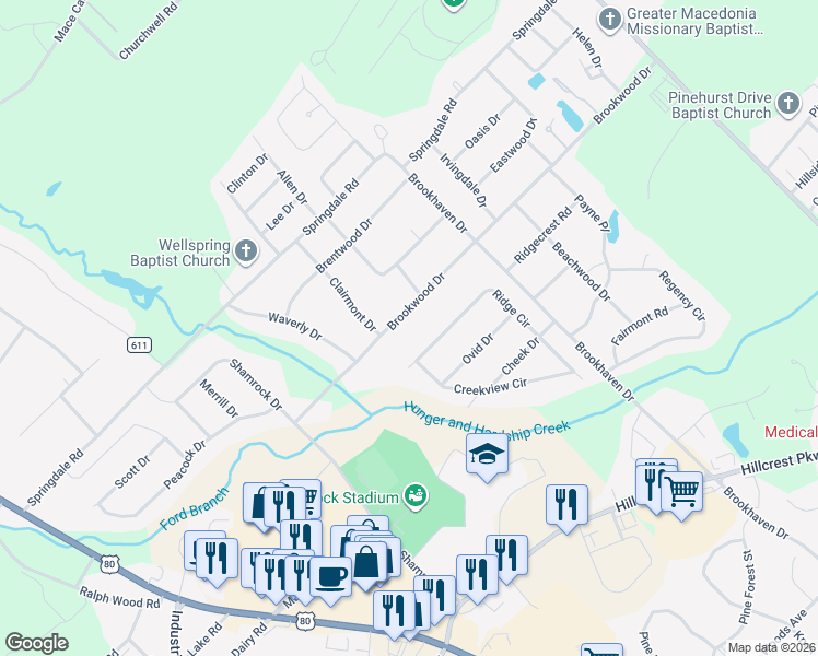 map of restaurants, bars, coffee shops, grocery stores, and more near 223 Brookwood Drive in Dublin