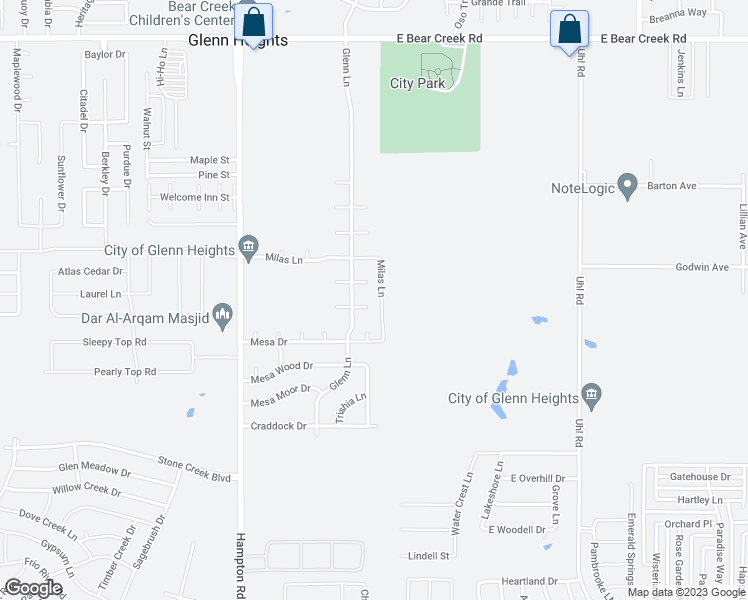 map of restaurants, bars, coffee shops, grocery stores, and more near 307 Tejas Drive in Red Oak