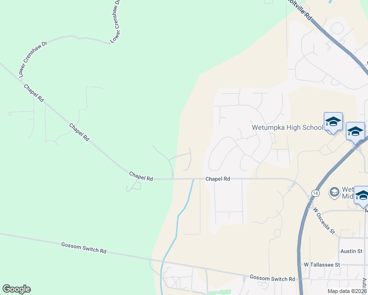 map of restaurants, bars, coffee shops, grocery stores, and more near 2 Fanoni Lane in Wetumpka