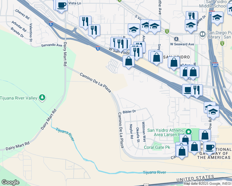 map of restaurants, bars, coffee shops, grocery stores, and more near 2938 Hires Way in San Diego