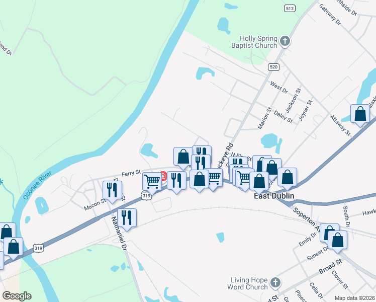 map of restaurants, bars, coffee shops, grocery stores, and more near 112 Circle Drive in East Dublin
