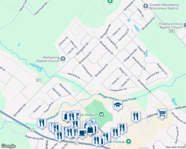 map of restaurants, bars, coffee shops, grocery stores, and more near 201-299 Clairmont Drive in Dublin