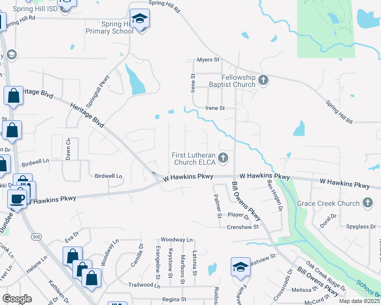 map of restaurants, bars, coffee shops, grocery stores, and more near 3708 Holly Trail in Longview