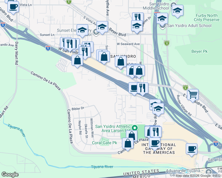 map of restaurants, bars, coffee shops, grocery stores, and more near 240 West Calle Primera in San Diego