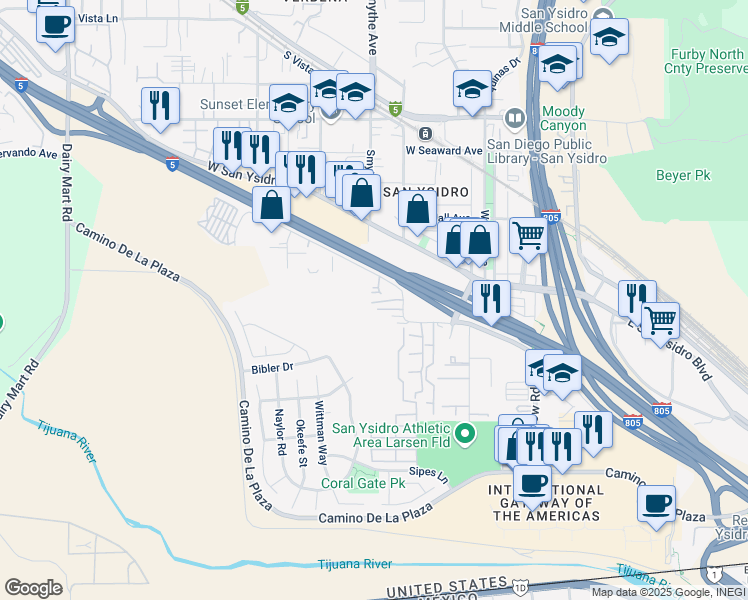map of restaurants, bars, coffee shops, grocery stores, and more near 240 West Calle Primera in San Diego