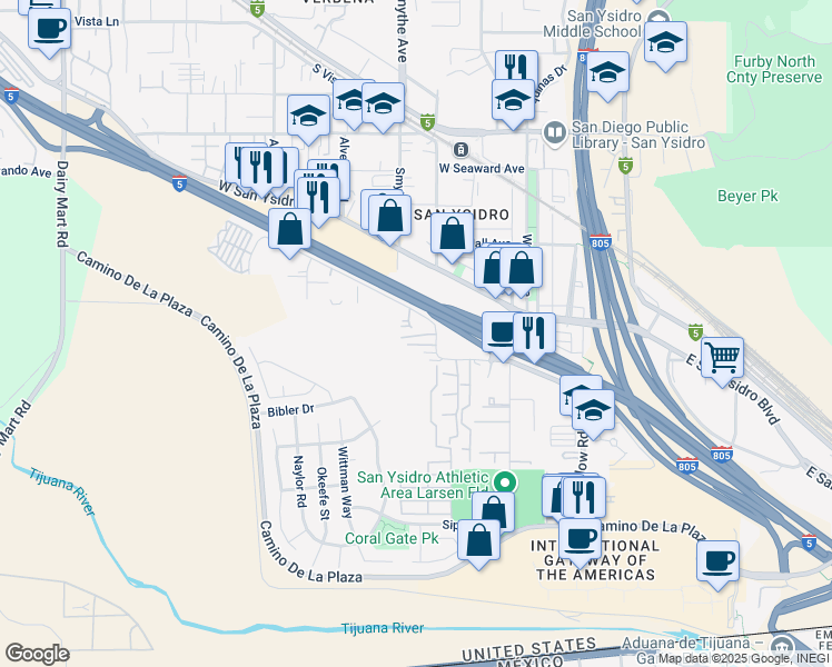 map of restaurants, bars, coffee shops, grocery stores, and more near 240 West Calle Primera in San Diego