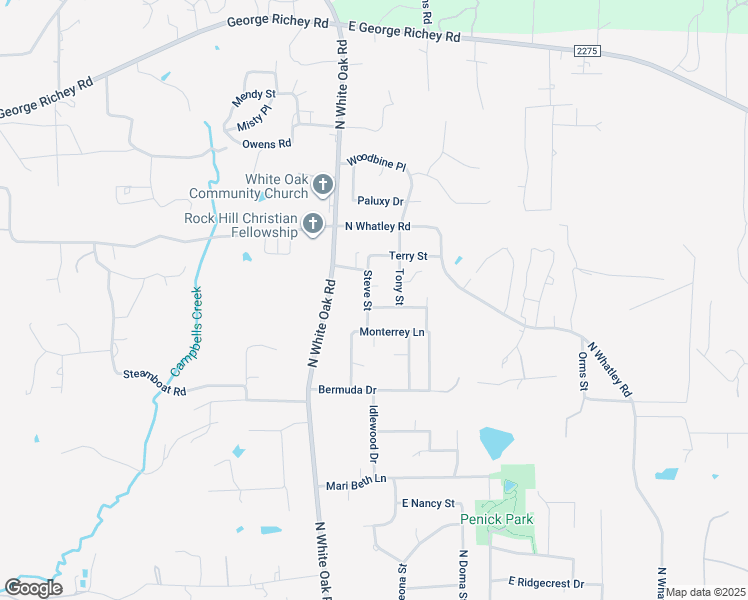 map of restaurants, bars, coffee shops, grocery stores, and more near 201 Kim Street in White Oak