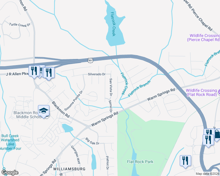 map of restaurants, bars, coffee shops, grocery stores, and more near 7318 San Vista Drive in Columbus