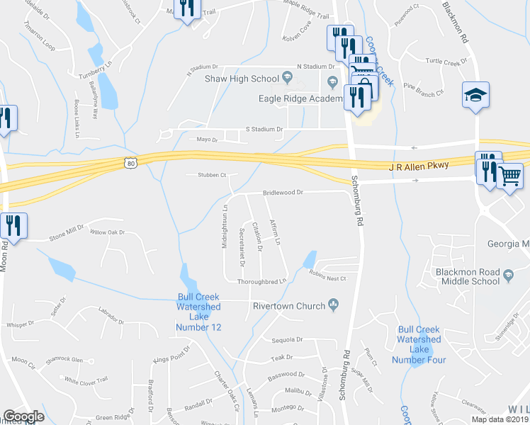 map of restaurants, bars, coffee shops, grocery stores, and more near 7217 Affirm Lane in Columbus