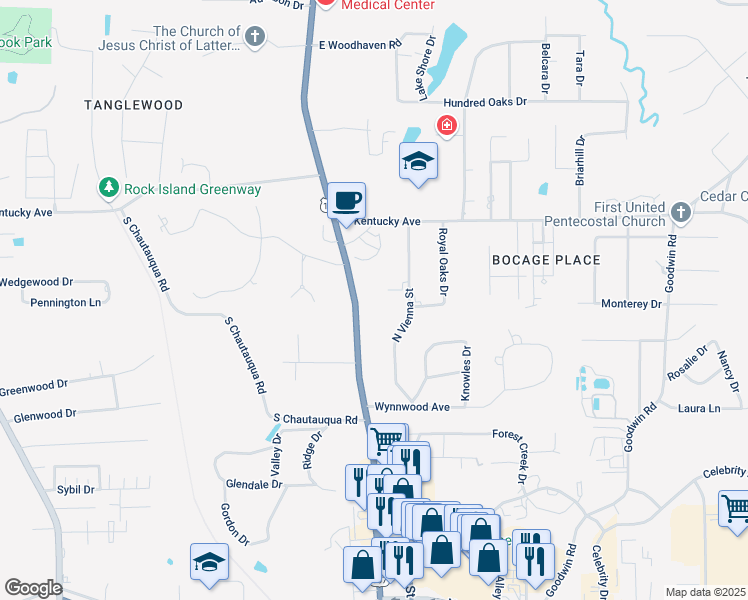 map of restaurants, bars, coffee shops, grocery stores, and more near 2110 North Trenton Street in Ruston