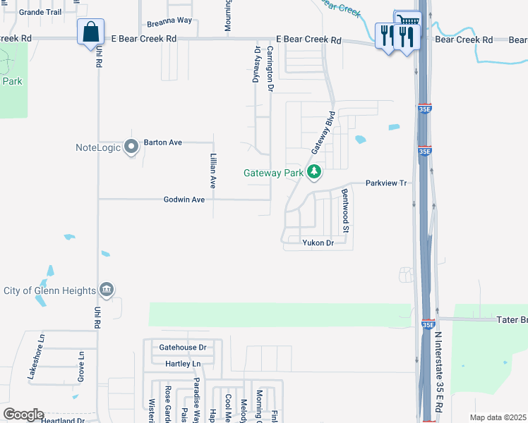 map of restaurants, bars, coffee shops, grocery stores, and more near 1013 Ronald Allen Court in Glenn Heights