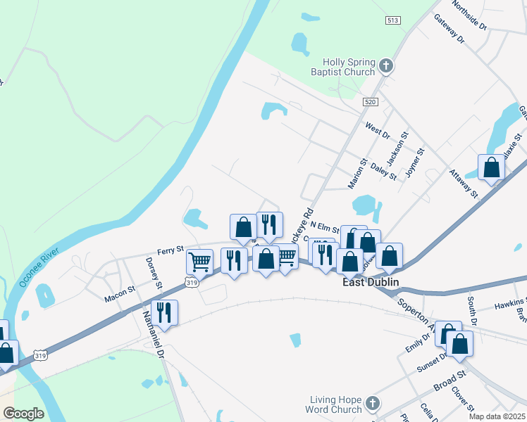 map of restaurants, bars, coffee shops, grocery stores, and more near 149 Circle Drive in East Dublin