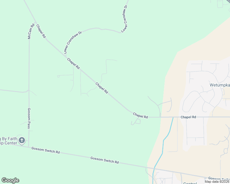 map of restaurants, bars, coffee shops, grocery stores, and more near 1168 Chapel Road in Wetumpka