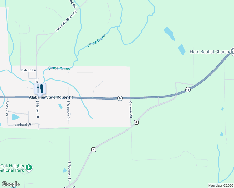 map of restaurants, bars, coffee shops, grocery stores, and more near 3297-5263 Notasulga Road in Tallassee