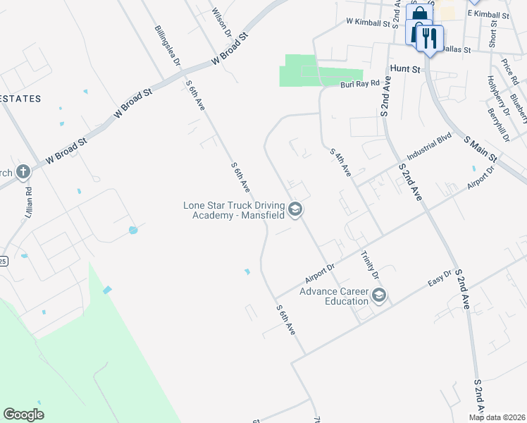 map of restaurants, bars, coffee shops, grocery stores, and more near 731 South 6th Avenue in Fort Worth