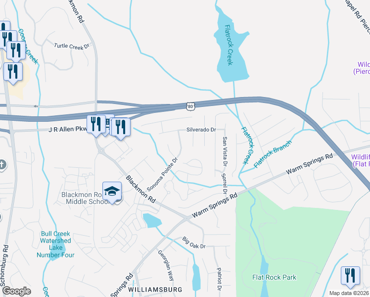 map of restaurants, bars, coffee shops, grocery stores, and more near 8078 Sonoma Pointe Drive in Columbus