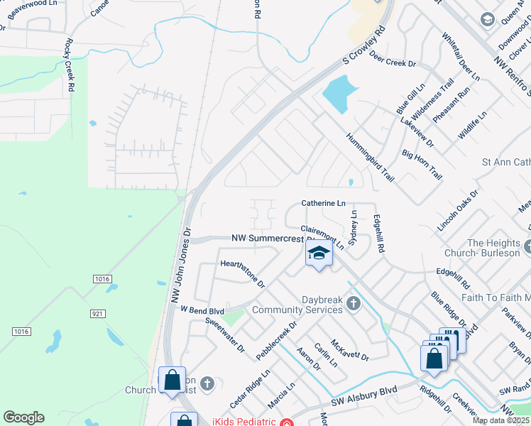 map of restaurants, bars, coffee shops, grocery stores, and more near 1329 Summerset Lane in Burleson