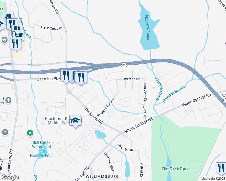 map of restaurants, bars, coffee shops, grocery stores, and more near 8078 Sonoma Pointe Drive in Columbus