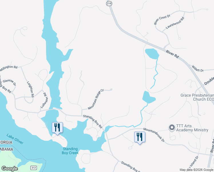 map of restaurants, bars, coffee shops, grocery stores, and more near 6 Mountain Ridge Court in Columbus