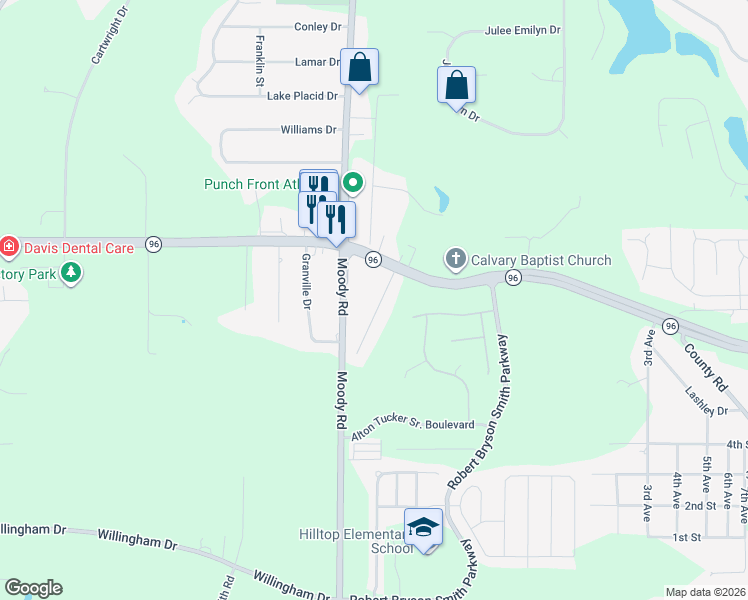 map of restaurants, bars, coffee shops, grocery stores, and more near 105 Sasser Drive in Bonaire