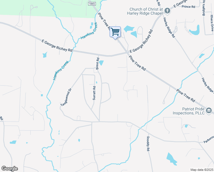 map of restaurants, bars, coffee shops, grocery stores, and more near 15 Woodhaven Street in Longview