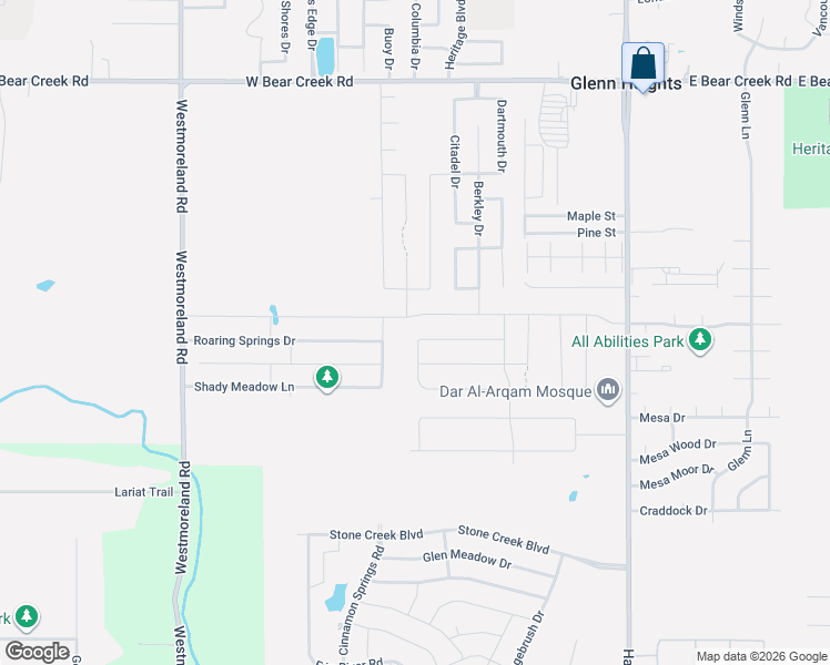 map of restaurants, bars, coffee shops, grocery stores, and more near 424 West Milas Lane in Glenn Heights
