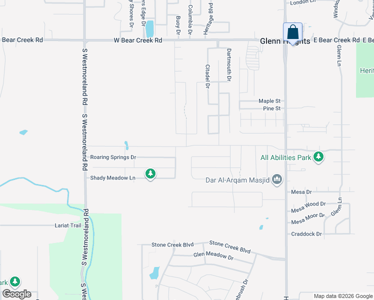 map of restaurants, bars, coffee shops, grocery stores, and more near 424 West Milas Lane in Glenn Heights