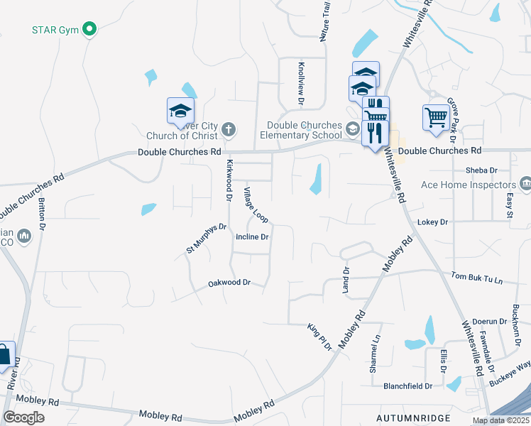 map of restaurants, bars, coffee shops, grocery stores, and more near 7300 Village Loop in Columbus