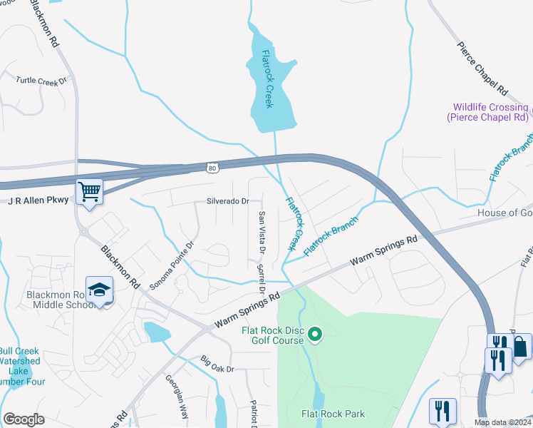 map of restaurants, bars, coffee shops, grocery stores, and more near 7354 San Vista Drive in Columbus