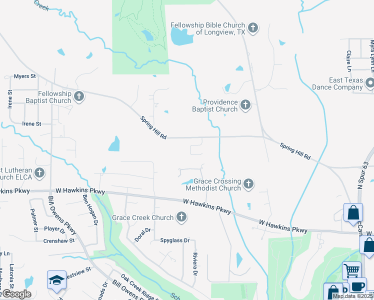 map of restaurants, bars, coffee shops, grocery stores, and more near 4019 Vintage Trail in Longview