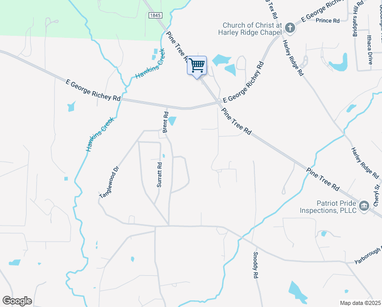 map of restaurants, bars, coffee shops, grocery stores, and more near 15 Woodhaven Street in Longview