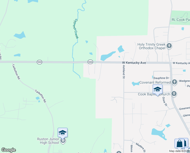 map of restaurants, bars, coffee shops, grocery stores, and more near 2200 Desiree Street in Ruston