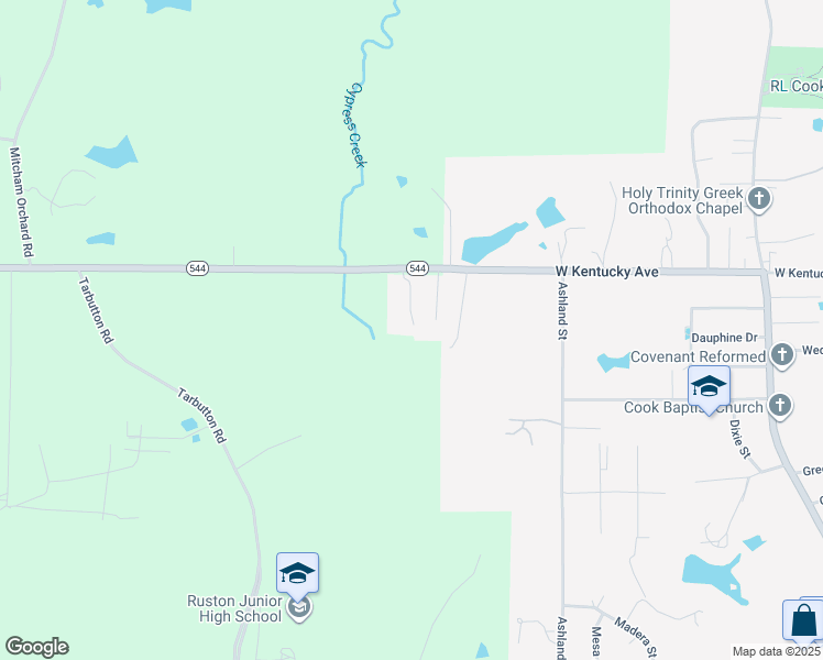 map of restaurants, bars, coffee shops, grocery stores, and more near 2201 Arabella Street in Ruston