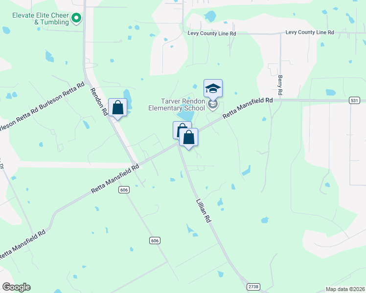 map of restaurants, bars, coffee shops, grocery stores, and more near 5950 Retta Mansfield Road in Burleson
