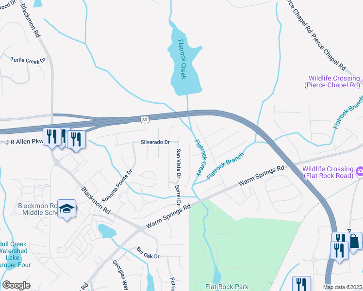 map of restaurants, bars, coffee shops, grocery stores, and more near 7366 San Vista Drive in Columbus