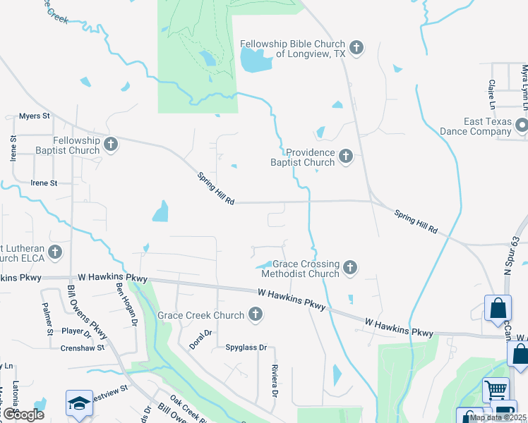 map of restaurants, bars, coffee shops, grocery stores, and more near 4019 Vintage Trail in Longview