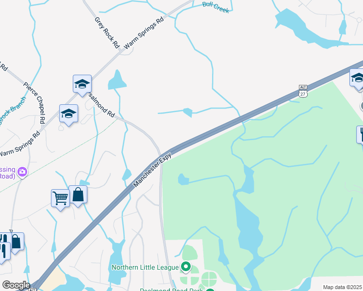 map of restaurants, bars, coffee shops, grocery stores, and more near Manchester Expressway in Columbus