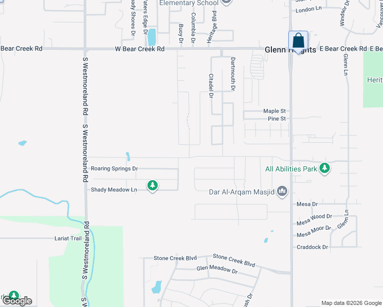 map of restaurants, bars, coffee shops, grocery stores, and more near 424 West Milas Lane in Glenn Heights