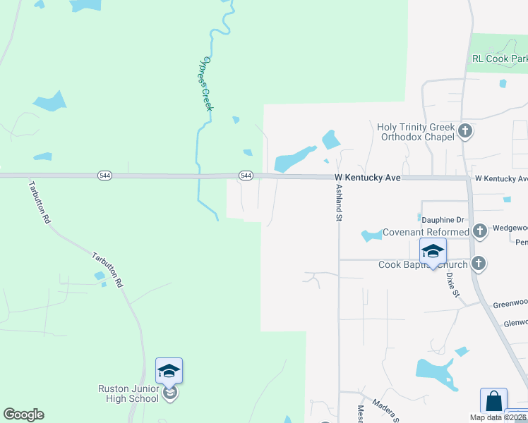 map of restaurants, bars, coffee shops, grocery stores, and more near 2204 Desiree Street in Ruston