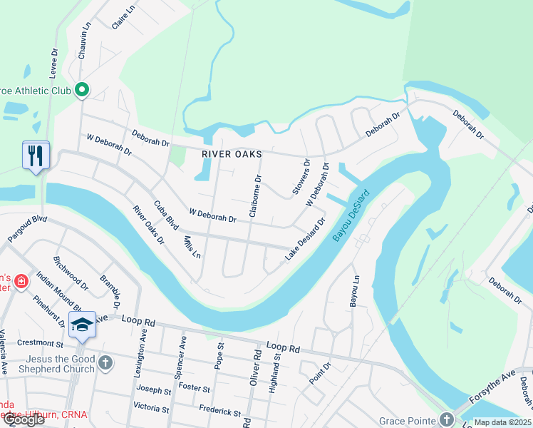 map of restaurants, bars, coffee shops, grocery stores, and more near 3105 West Deborah Drive in Monroe