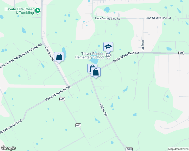 map of restaurants, bars, coffee shops, grocery stores, and more near 5980 Retta Mansfield Road in Burleson