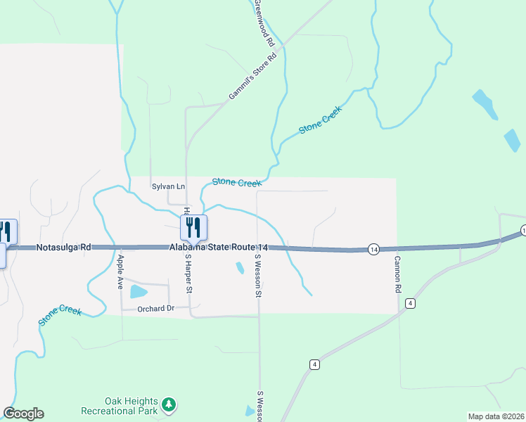 map of restaurants, bars, coffee shops, grocery stores, and more near 138 N Wesson St in Tallassee