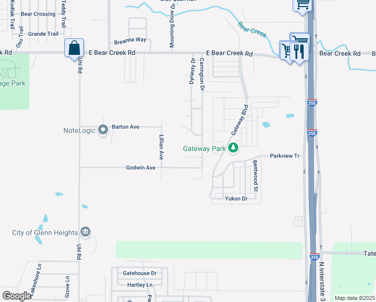 map of restaurants, bars, coffee shops, grocery stores, and more near 1008 James Donald Lane in Glenn Heights