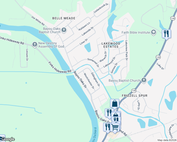map of restaurants, bars, coffee shops, grocery stores, and more near 142 Dillingham Drive in Monroe