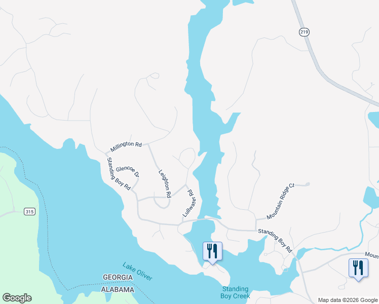 map of restaurants, bars, coffee shops, grocery stores, and more near 7360 Lullwater Road in Columbus