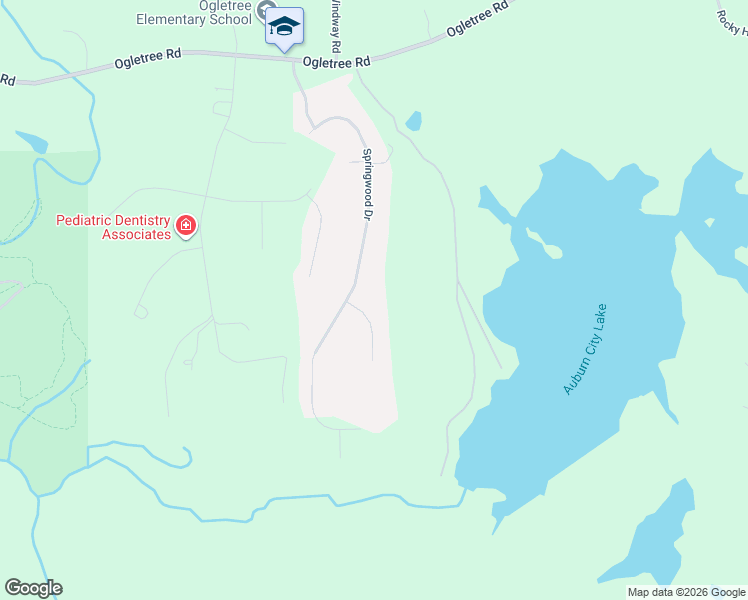 map of restaurants, bars, coffee shops, grocery stores, and more near 2285 Springwood Drive in Auburn